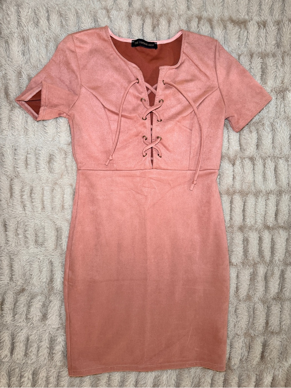 The Vintage Shop Blush Bodycon Mini Dress Sweetheart Neckline